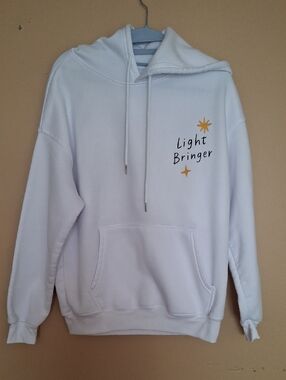 "Light Bringer" White Hoodie with Gold Stars
